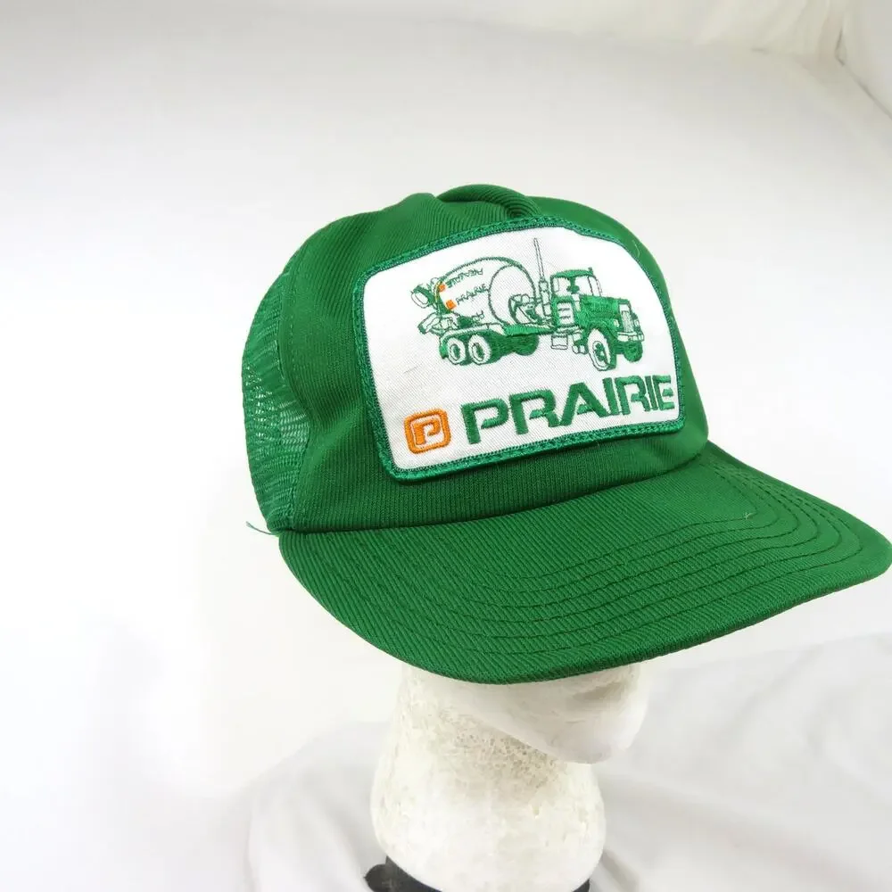 Prairie Trucker Hat Made in USA Cap Green White Gold Mesh One Size Snapback